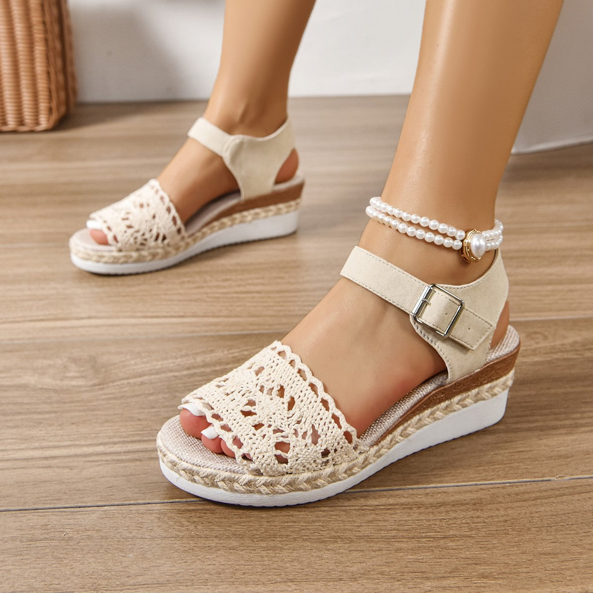 Peep Toe Wedge Platform Sandals