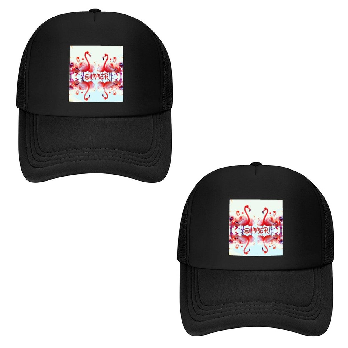 Pink Flamingos Summer Design Trucker Hat (Made in USA)