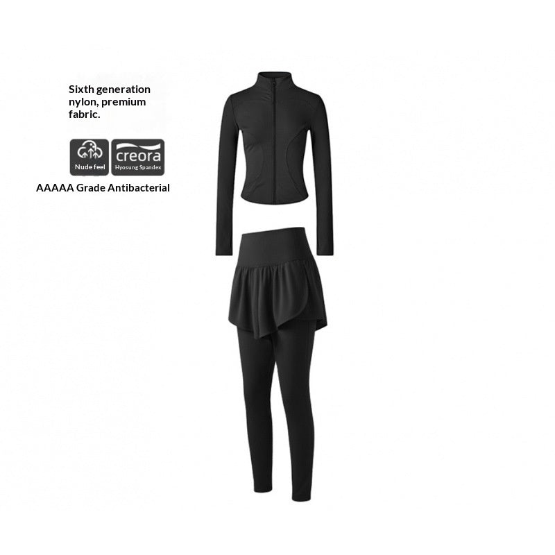 Long, Stand-collar Yoga Jacket For Womenideal For Pilates Outdoor Workouts And Running