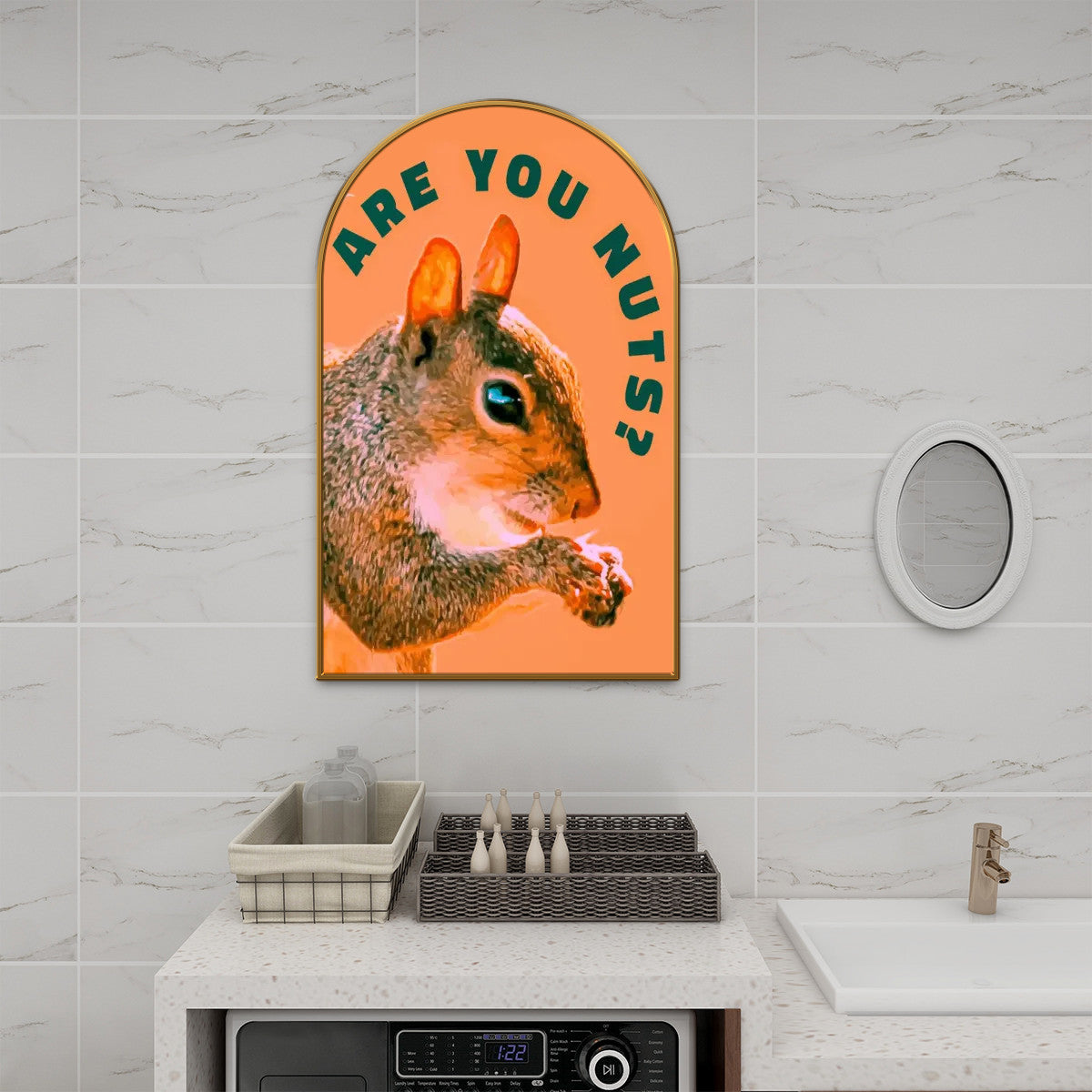 Are You Nuts? Funny Squirrel Arched Canvas Print Wall Art | Made in USA