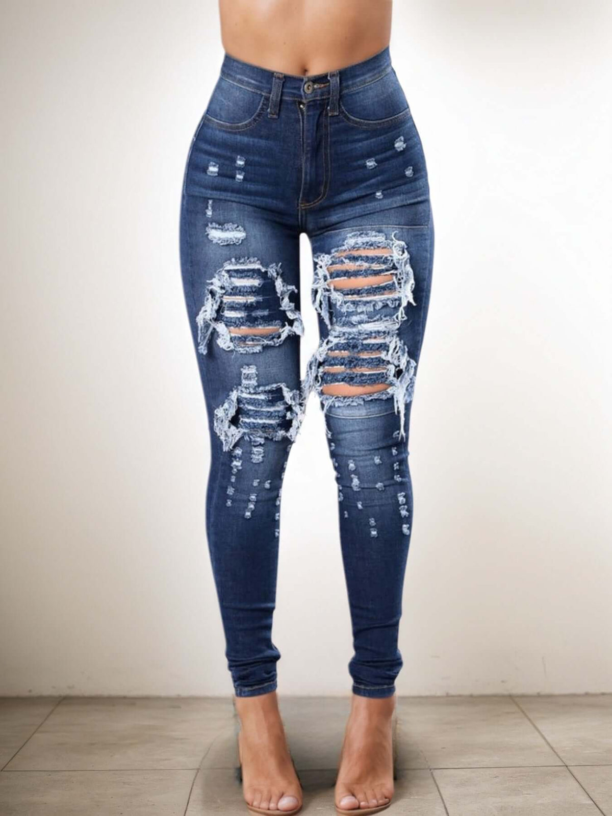 ripped high waist jeans for women