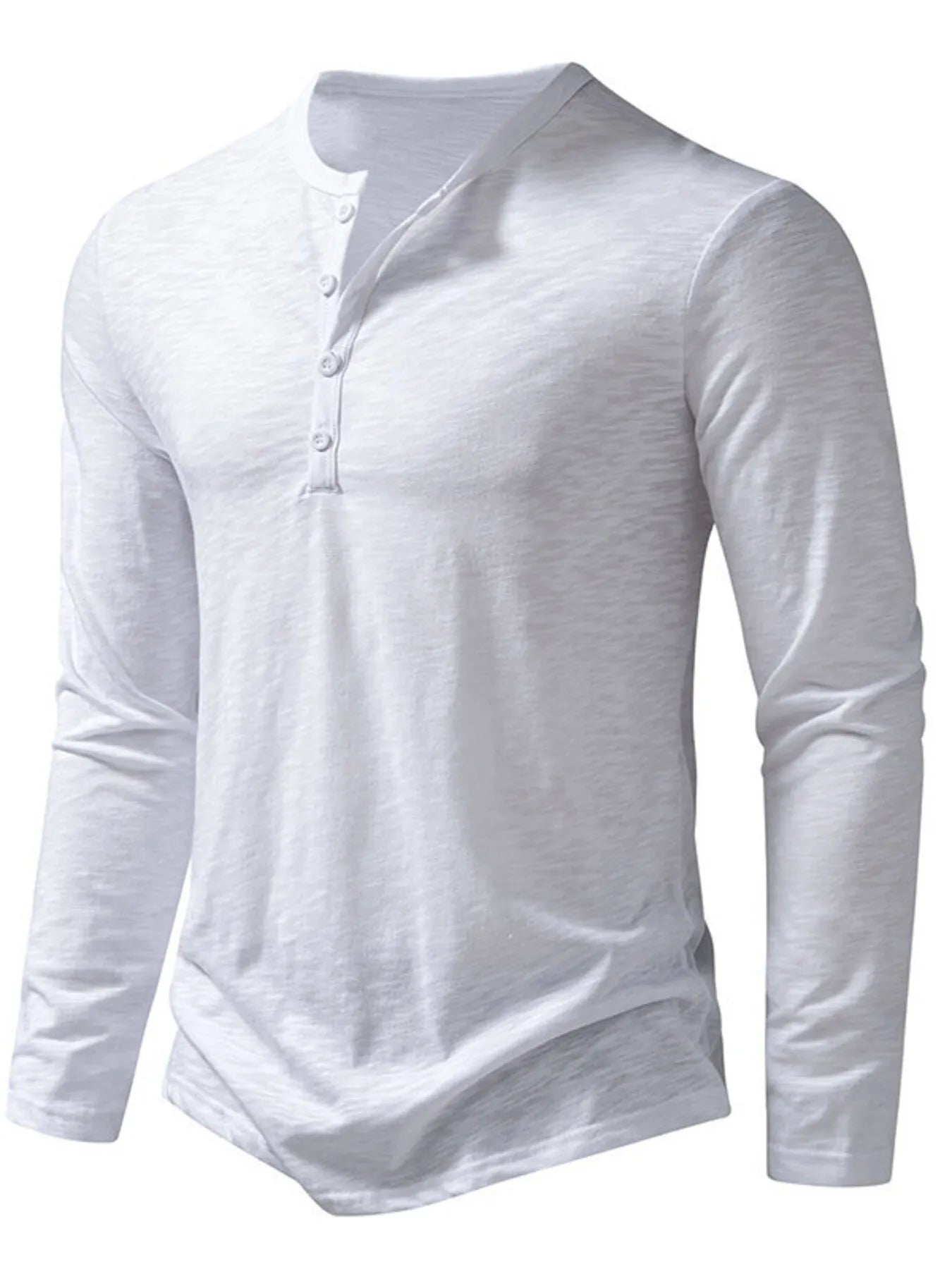 Camiseta de manga larga con botones para hombre