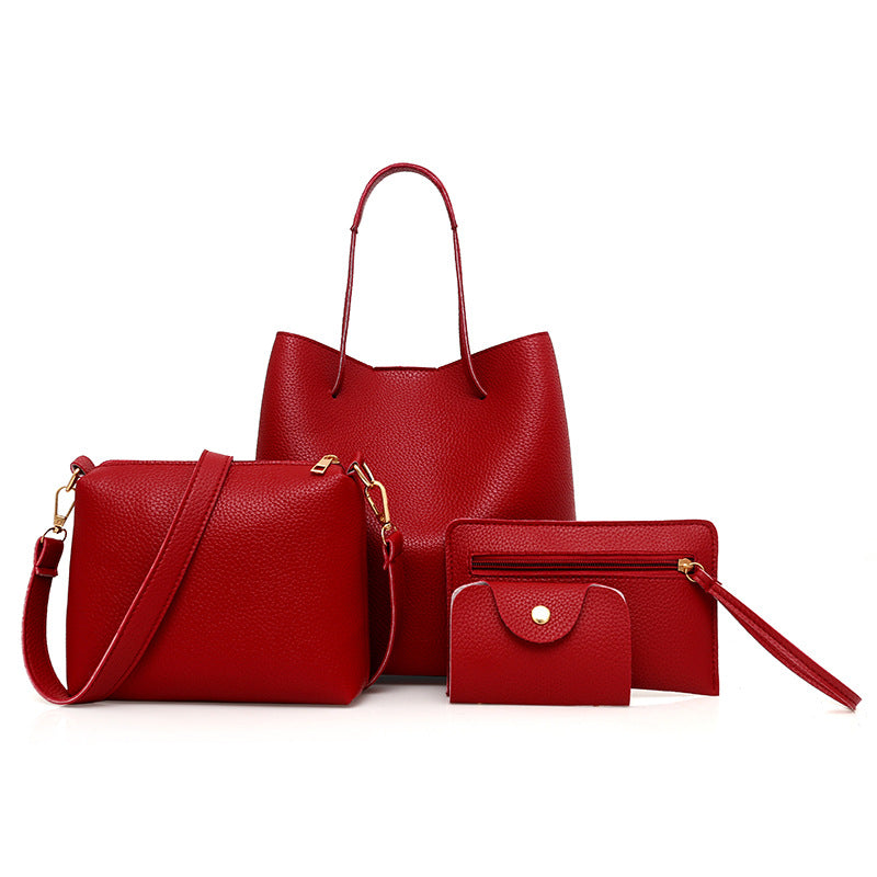 Fashionable Solid Color Mother-Daughter Bag Set (4 Pieces)