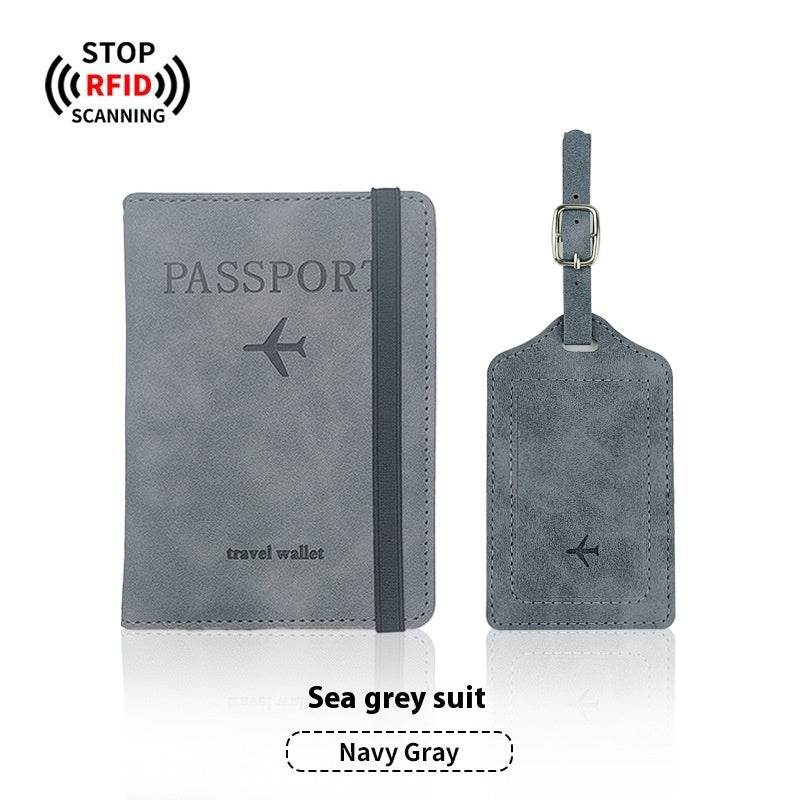 PU Leather Anti-magnetic Passport Holder Luggage Tag Suit