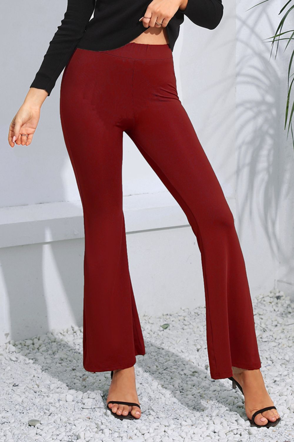 Pantalones Largos Acampanados de Cintura Alta