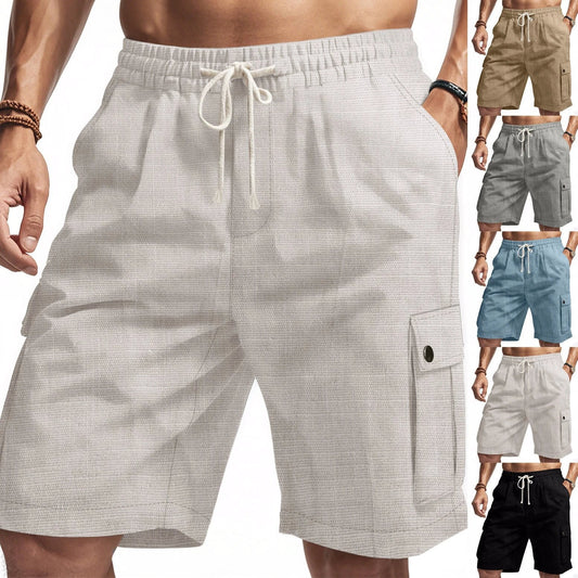 Pantalones cortos casuales de playa de lino de bambú Cargo
