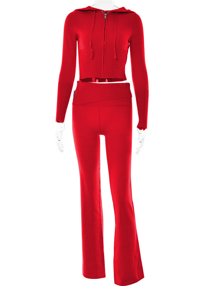 Conjunto de suéter de manga larga y pantalón largo de tiro alto