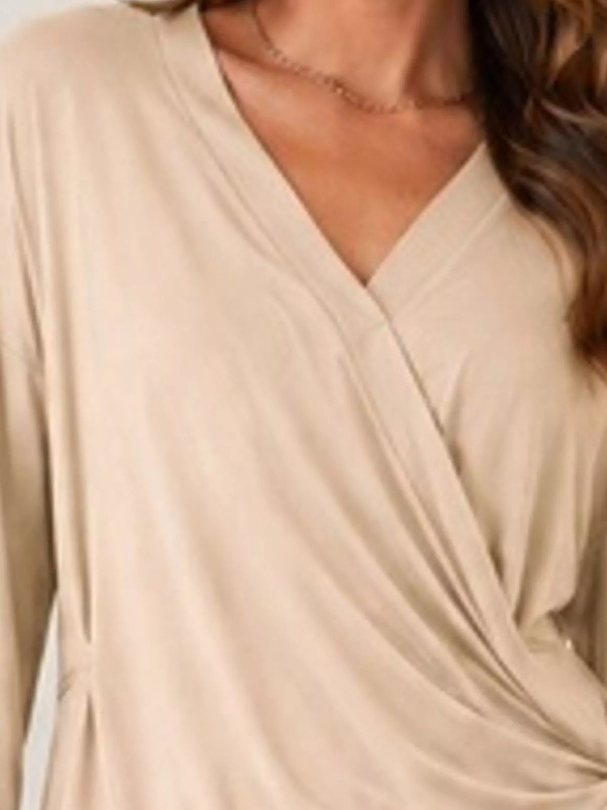 Long Sleeve Wrap T-Shirt with Side Knot Detail