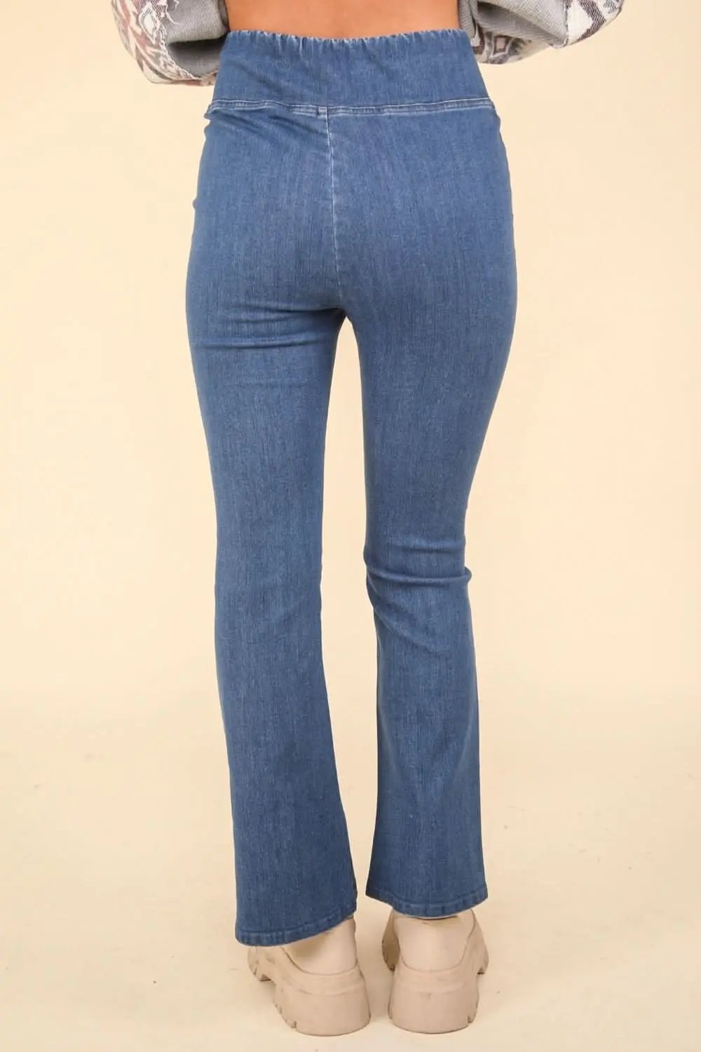 Trendsi Washed Denim Leggings Women's Crossover Style Comfort Fit