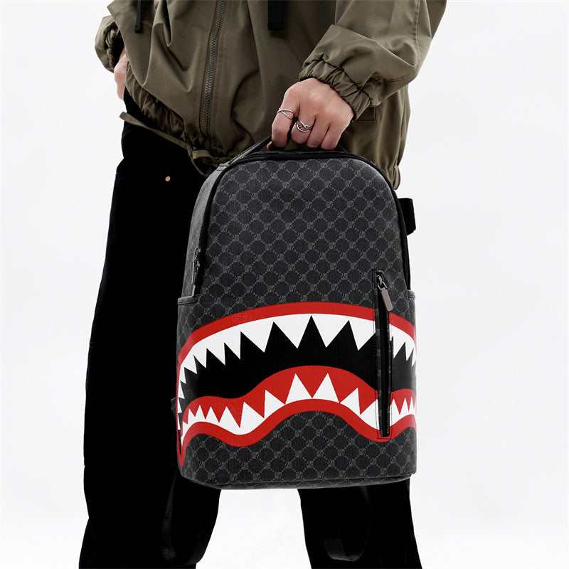 Men's Shark Print Business Backpack