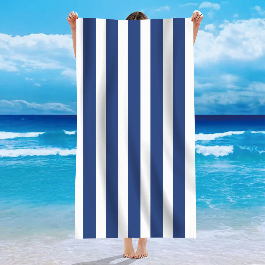 Single-sided Velvet Personalized Striped Pattern Microfiber Beach Bath Towel