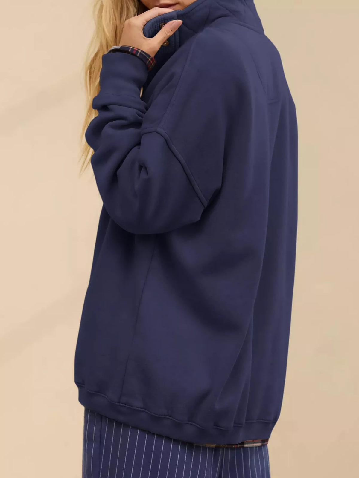Half Snap Dropped Shoulder Sweatshirt