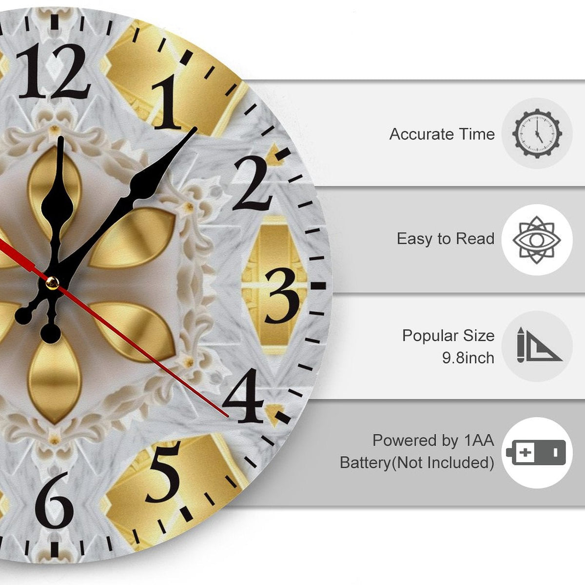 Golden Design Modern Wooden Wall Clock