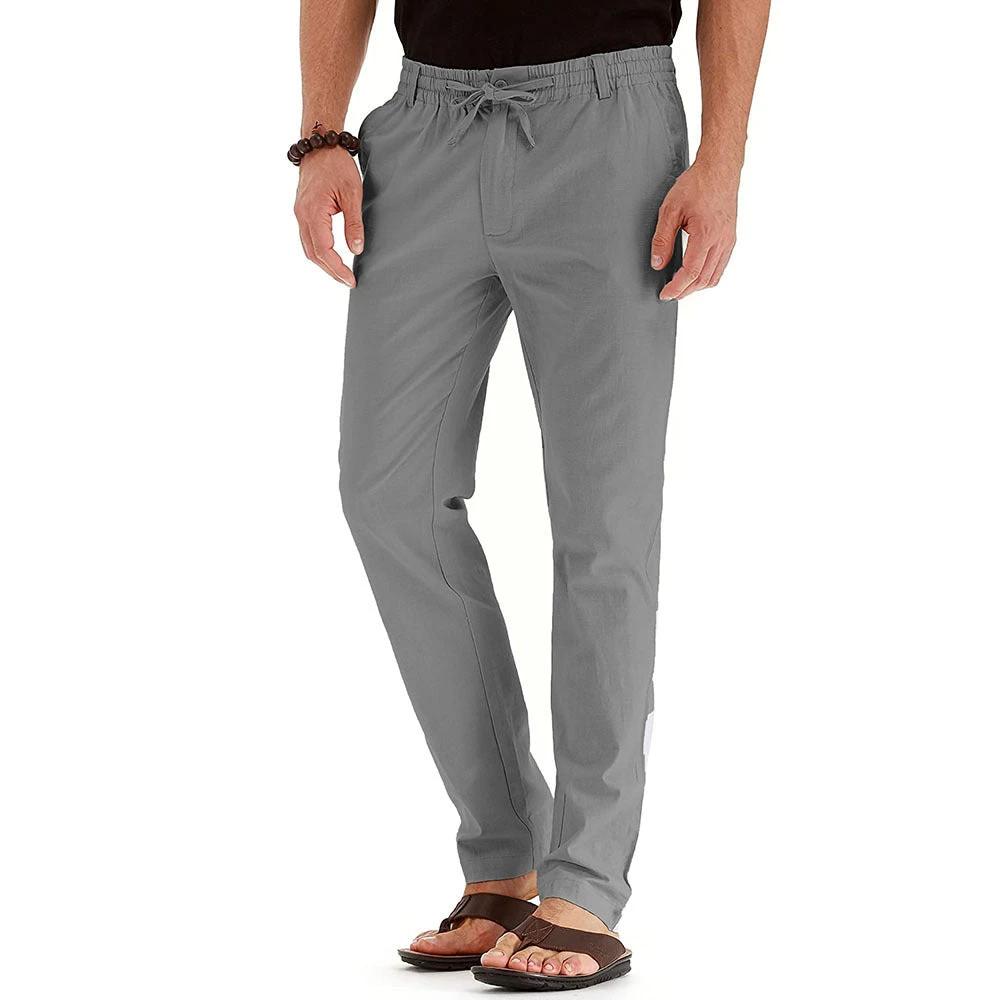 Me's Business Casual Loose Large Size Elastic Waist With Solid Color Pants