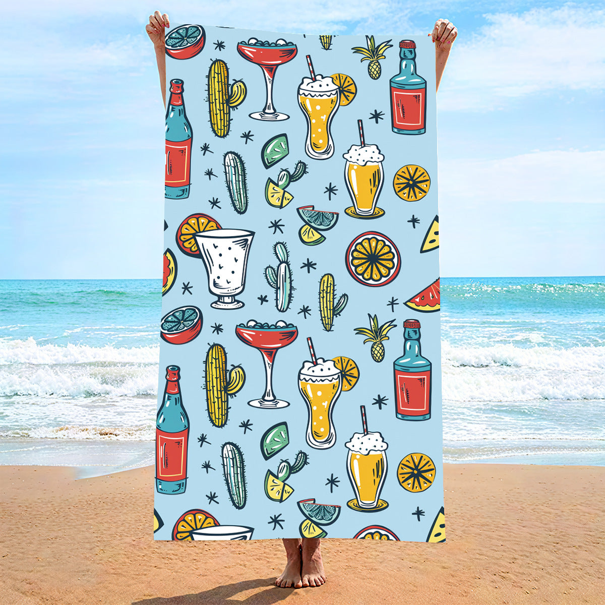 Moisture Absorption Quick-drying And Soft Skin-friendly Double-sided Velvet Beach Towel Polyester Brocade