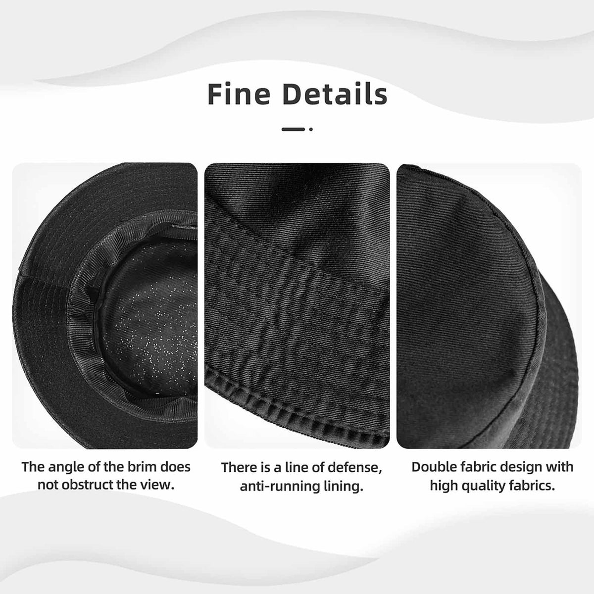 Black Bucket Hat with Cute Puppy for Women & Men (Front Printing)