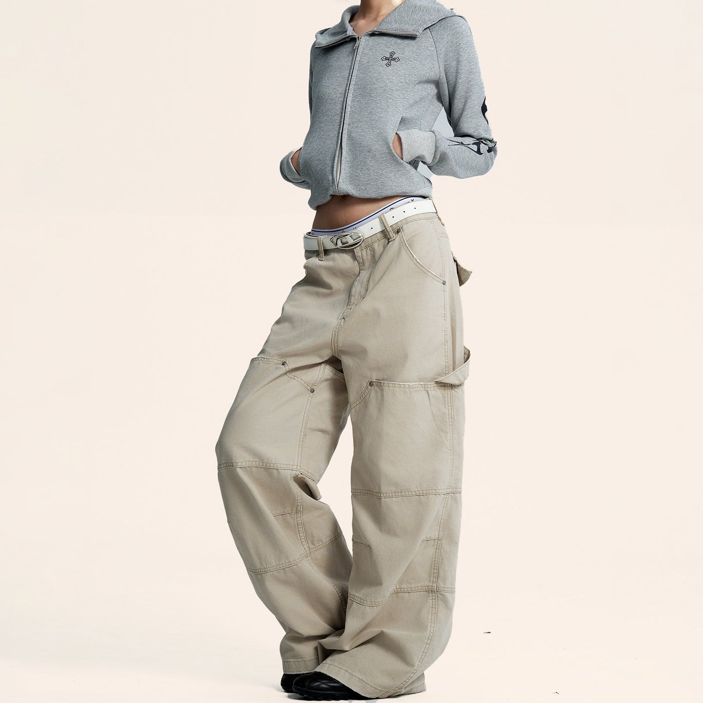 Womens Versatile Retro American-style Workwear Denim Jeans