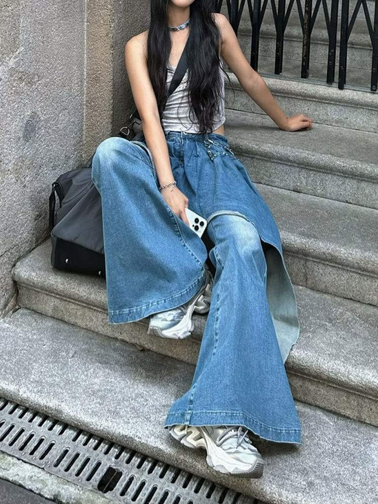 Autumn Winter False-two-piece Slim Flare Pants See size chart under “more details”