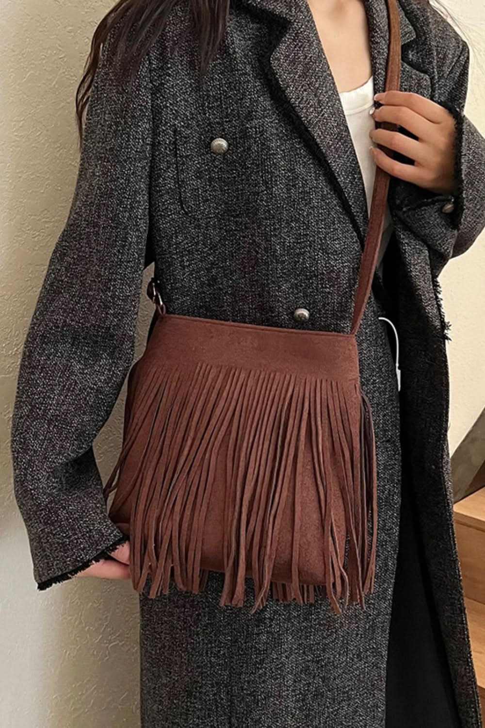 Accessories Trendsi Suede Fringe Bag + Everyday Style + Women's Crossbody + Chic, Small