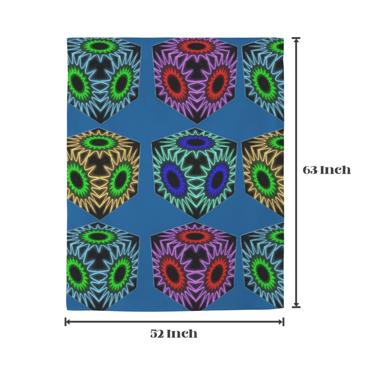 Colorful Cubes Blue Window Curtains - 5 Sizes Available