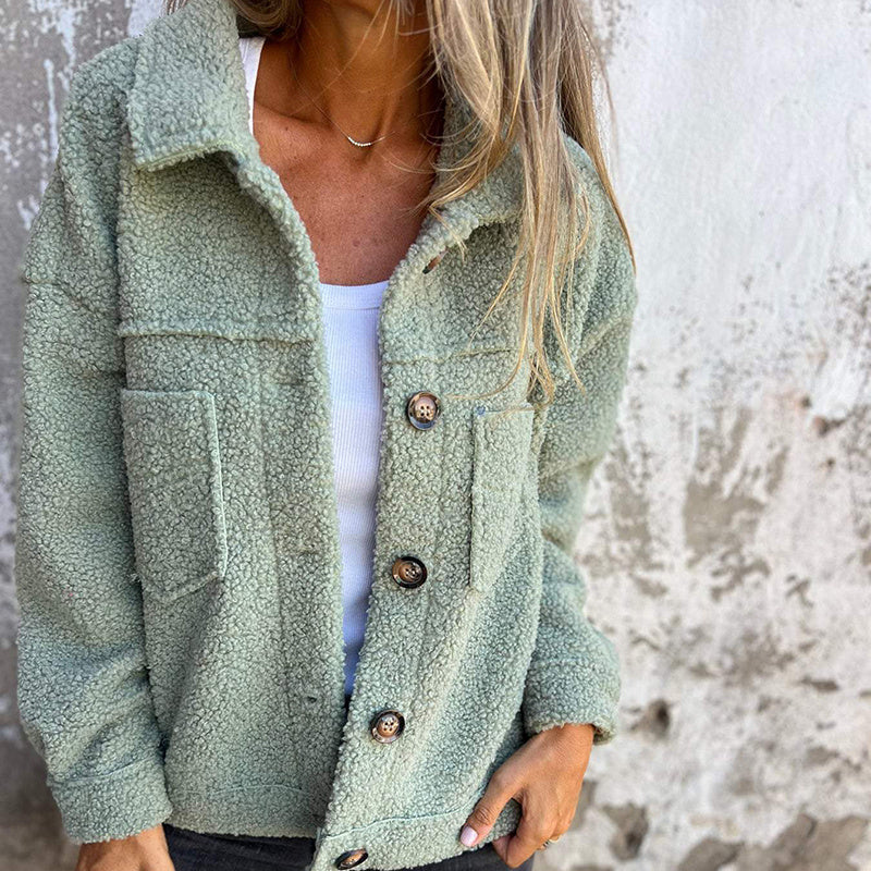 Chaqueta Sherpa para mujer de talla grande en color liso
