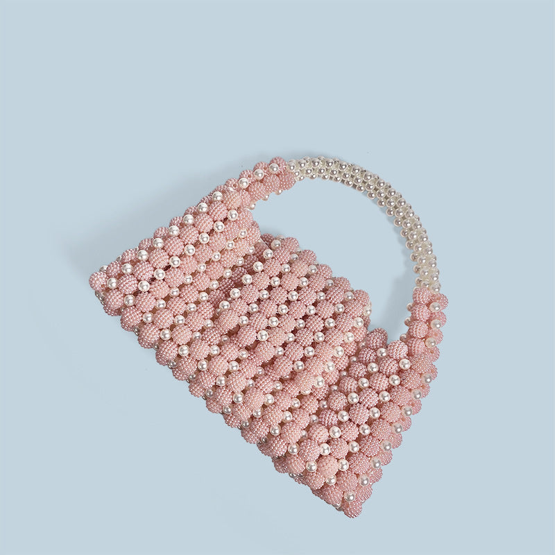 Women's Waxberry Pearl Ball Handmade Beaded Travel Handbag Handbag