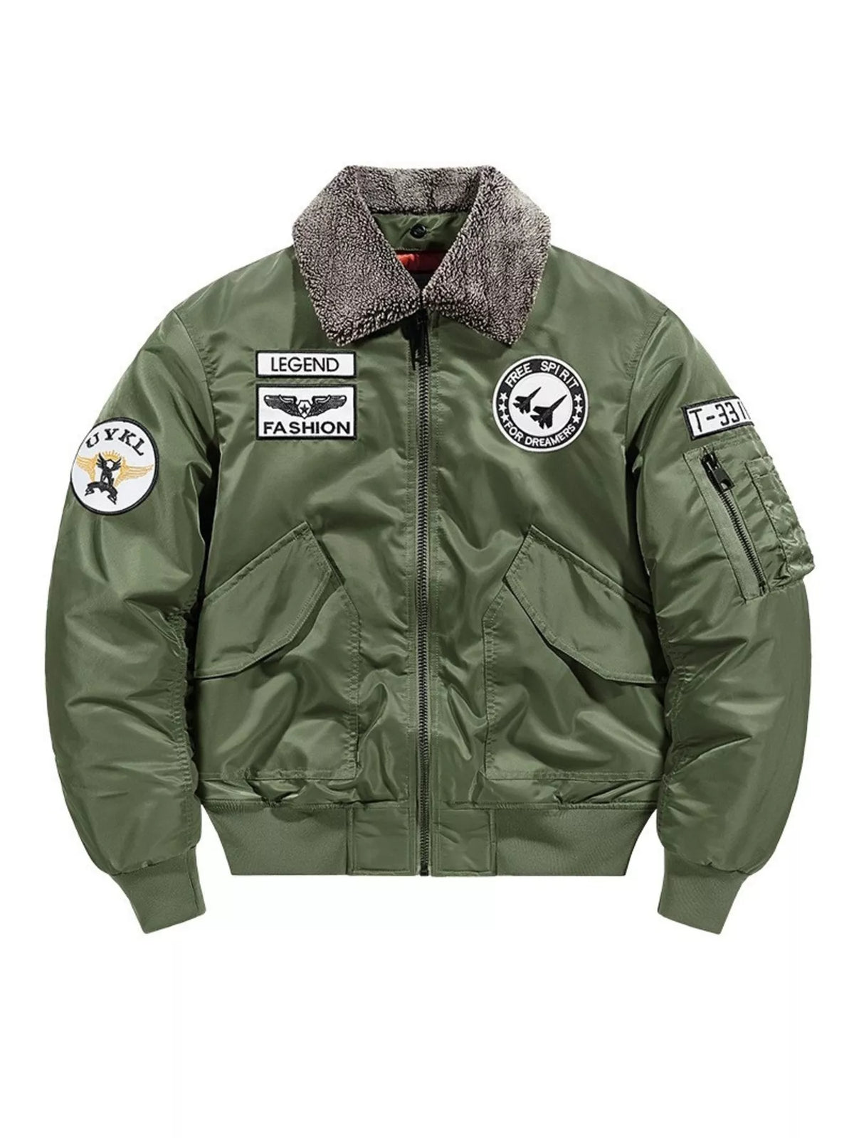Men's Plus Size Embroidered Patches Bomber Jacket