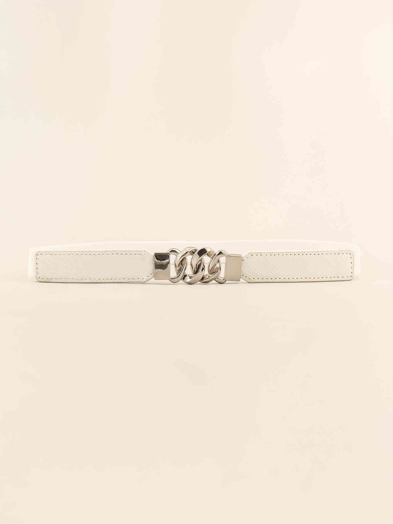 ElegantStyle Zinc Alloy Buckle Elastic PU Belt – Versatile and Stylish Accessory See size chart under “more details”