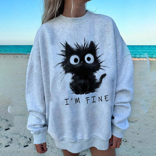 Sudadera gráfica de gatito bonita para mujer
