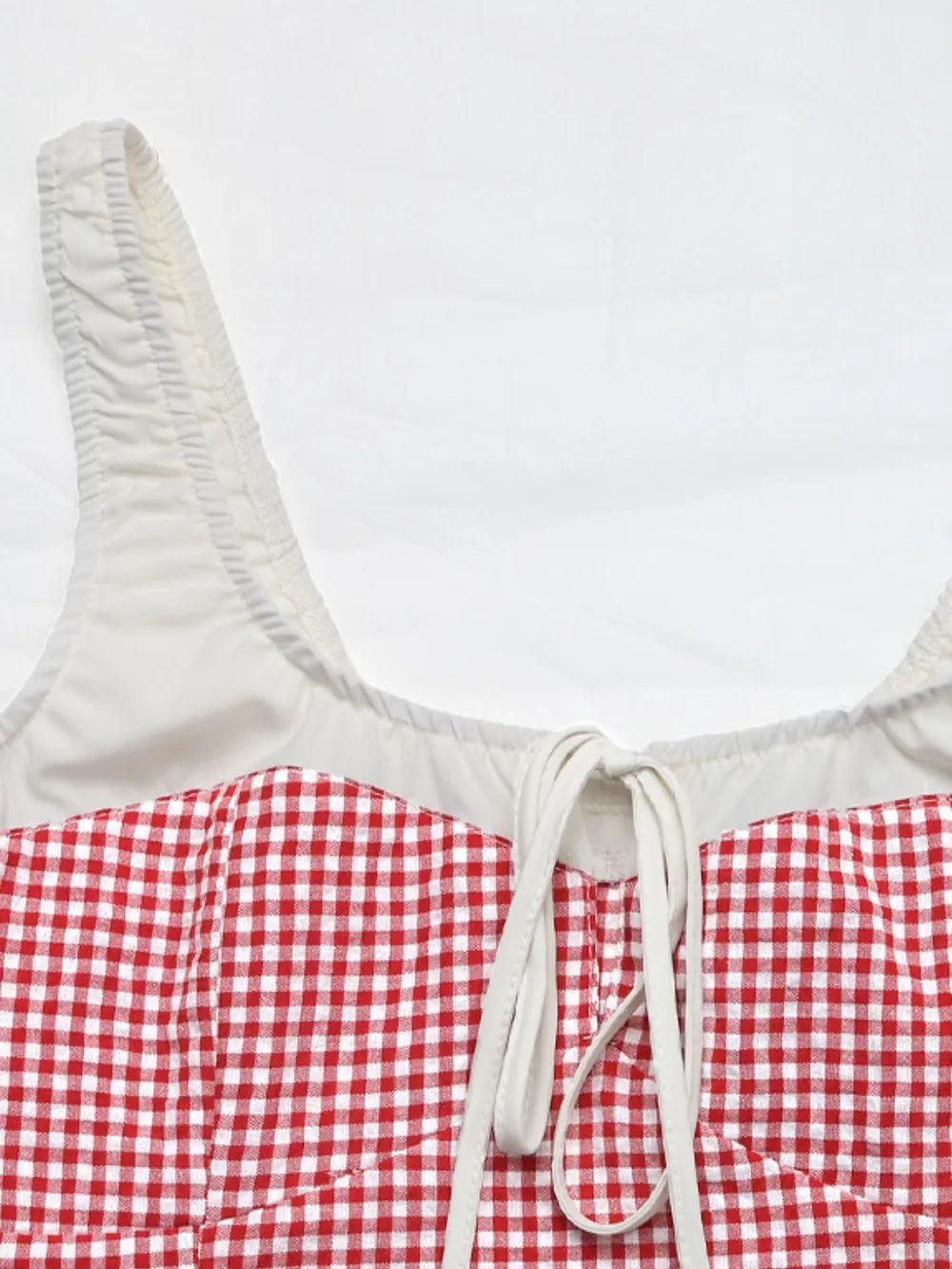 Contrast Plaid Square Neck Tank