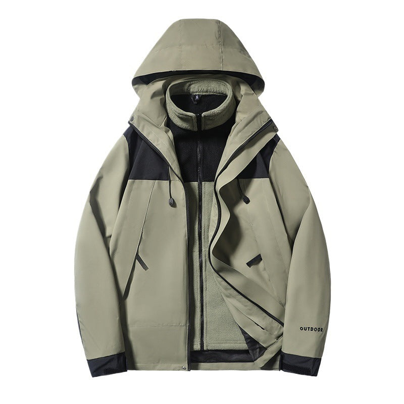 Three-in-one Outdoor Keep Warm Couple Color Matching Shell Jacket