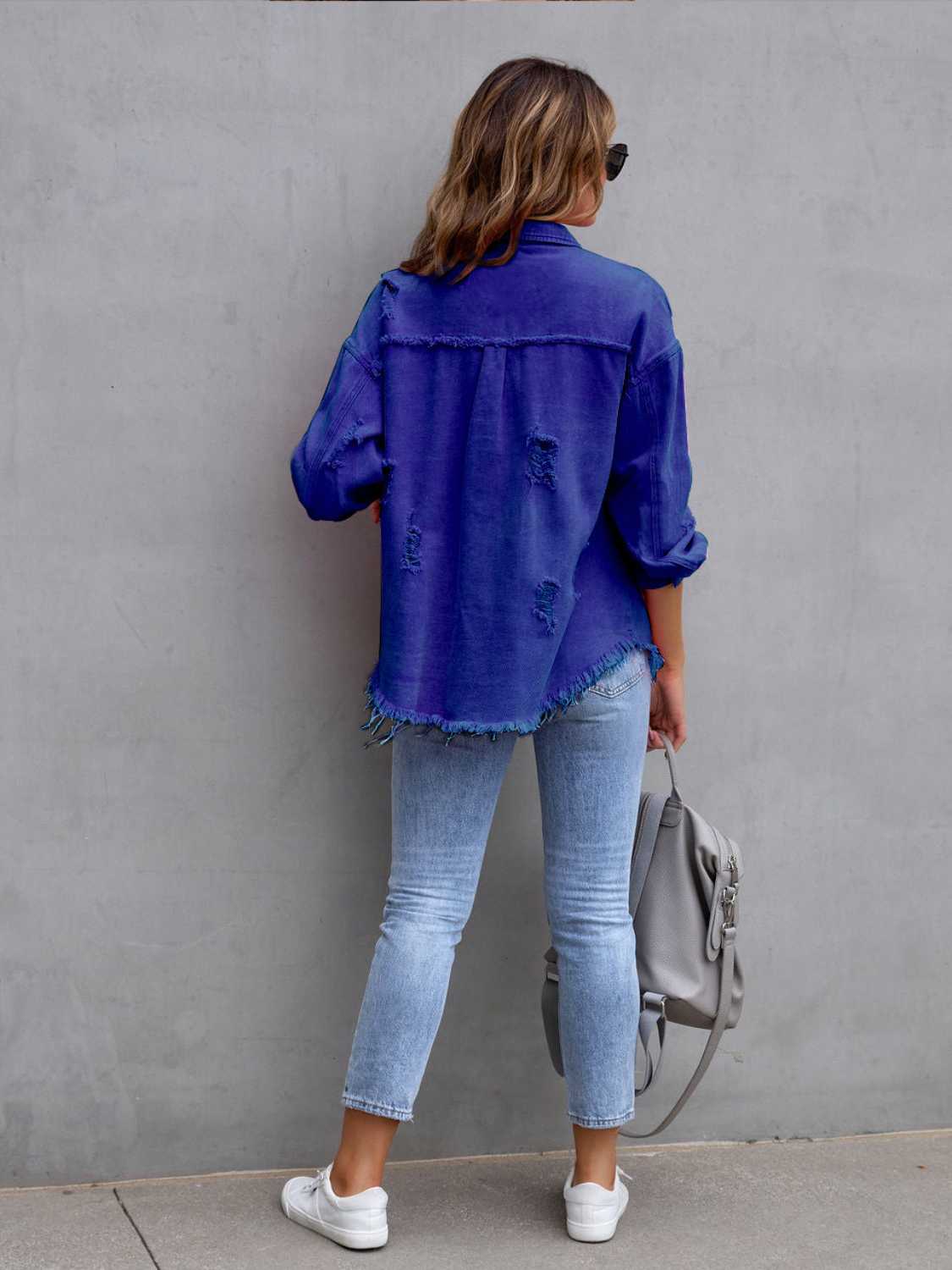 Chaqueta de mezclilla oversize con efecto desgastado