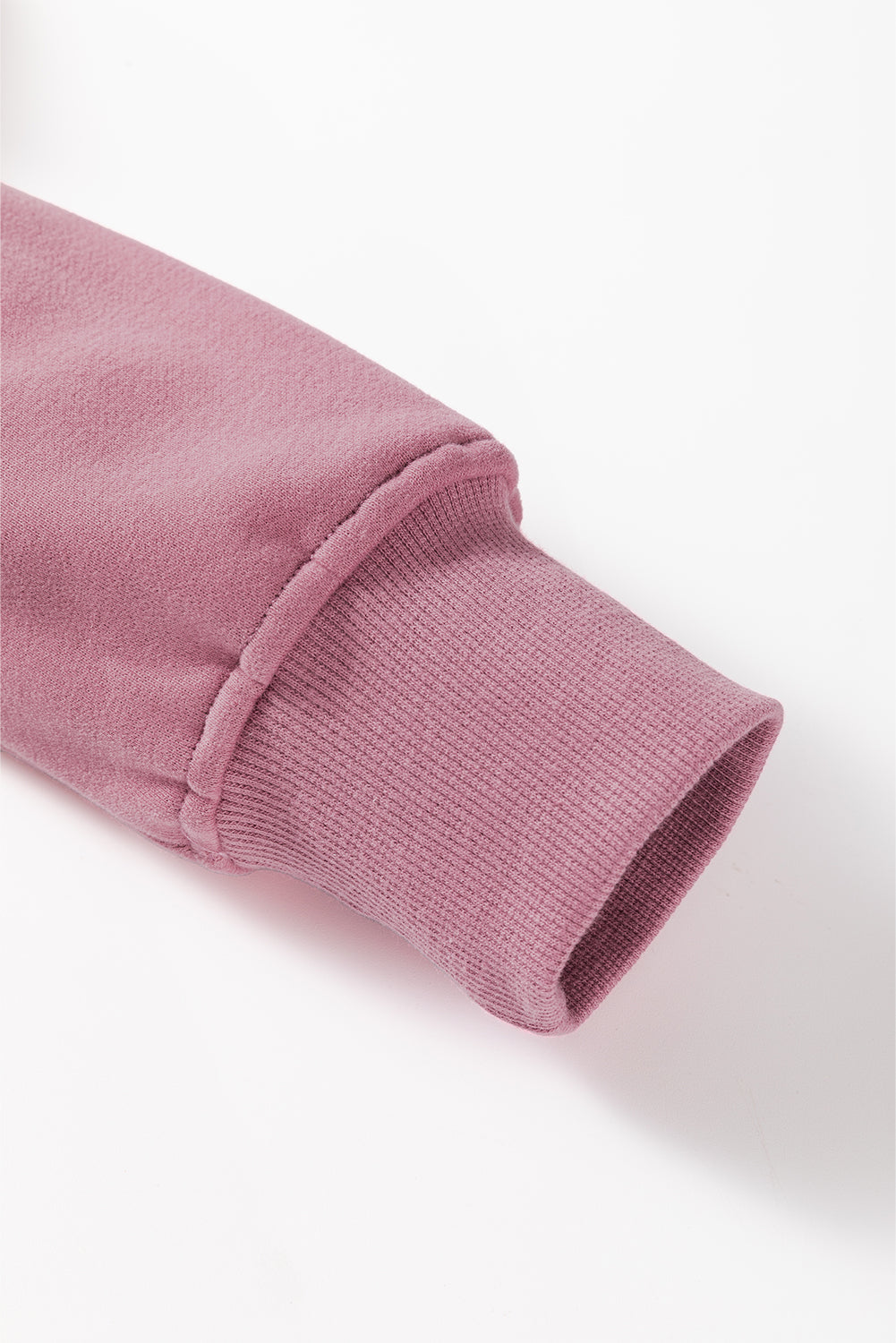 Sudadera lisa fucsia con cremallera y cuello, hombros caídos