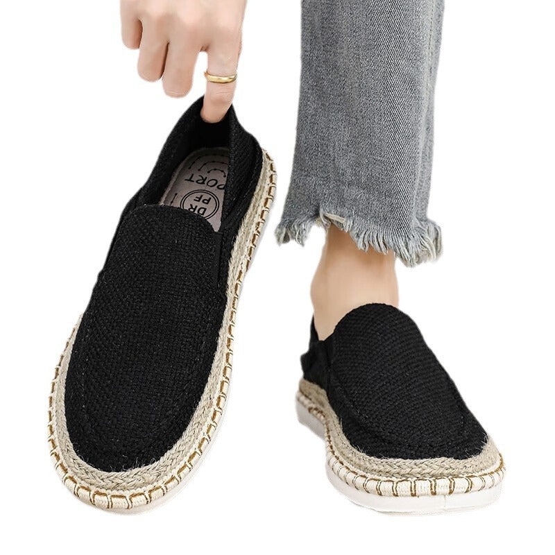 Men's Straw Fisherman Breathable Slip-On Casual Flats