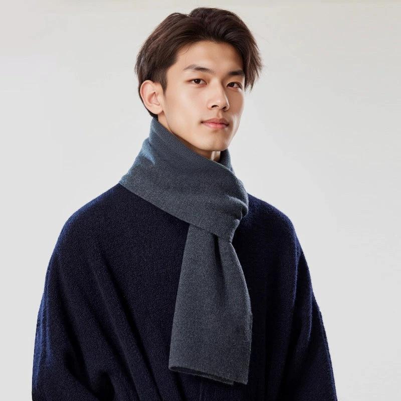 Solid-color Versatile Knitted Wool Scarf For Men