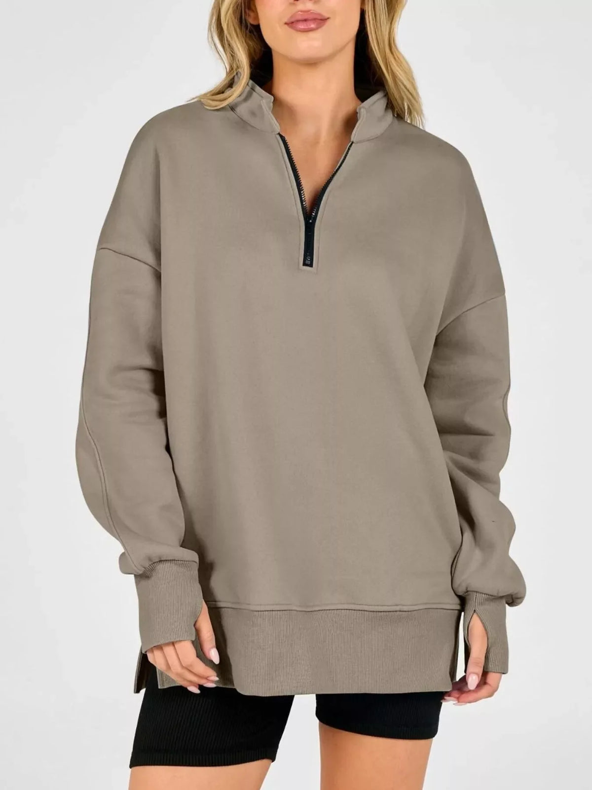 Quarter-Zip Dropped Shoulder Sweatshirt