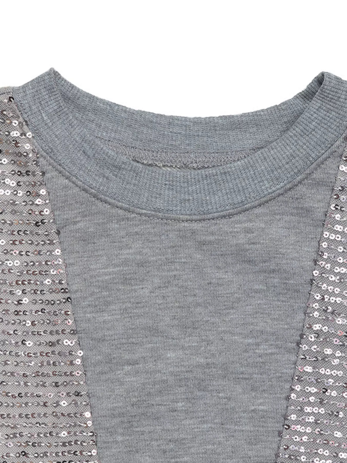 Sequin Round Neck Dropped Shoulder Sweatshirt