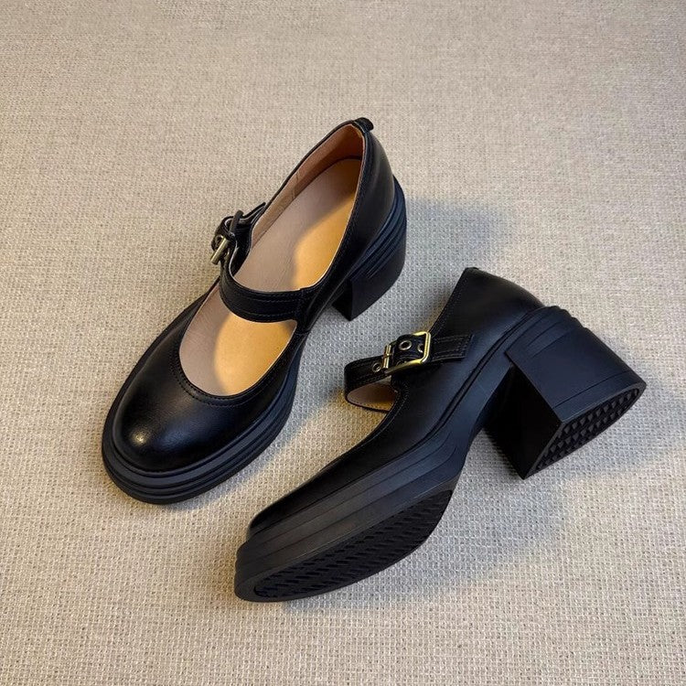 Women's Round-toe High-heeled Mary Jane Dress Shoes