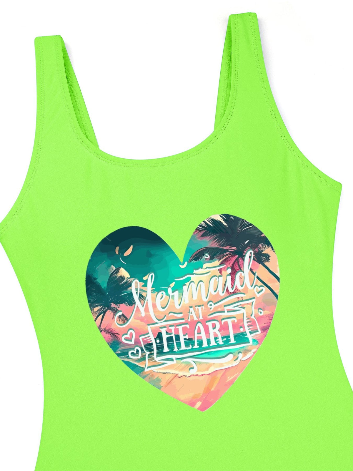 Mermaid at Heart Girls' Summer One-Piece Swimsuit (Front Printing)