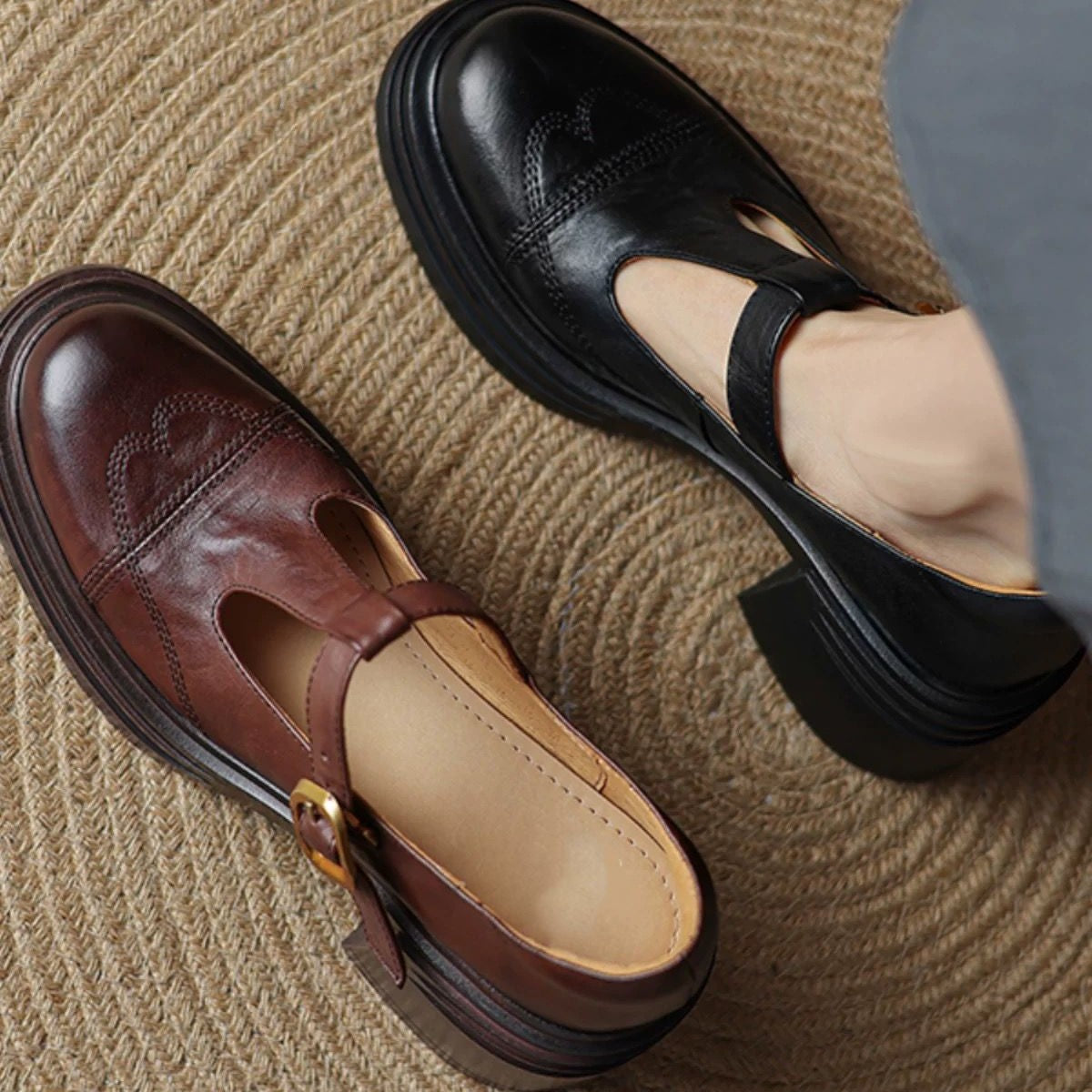 Women's Chunky Heel Platform Mary Jane Shoes