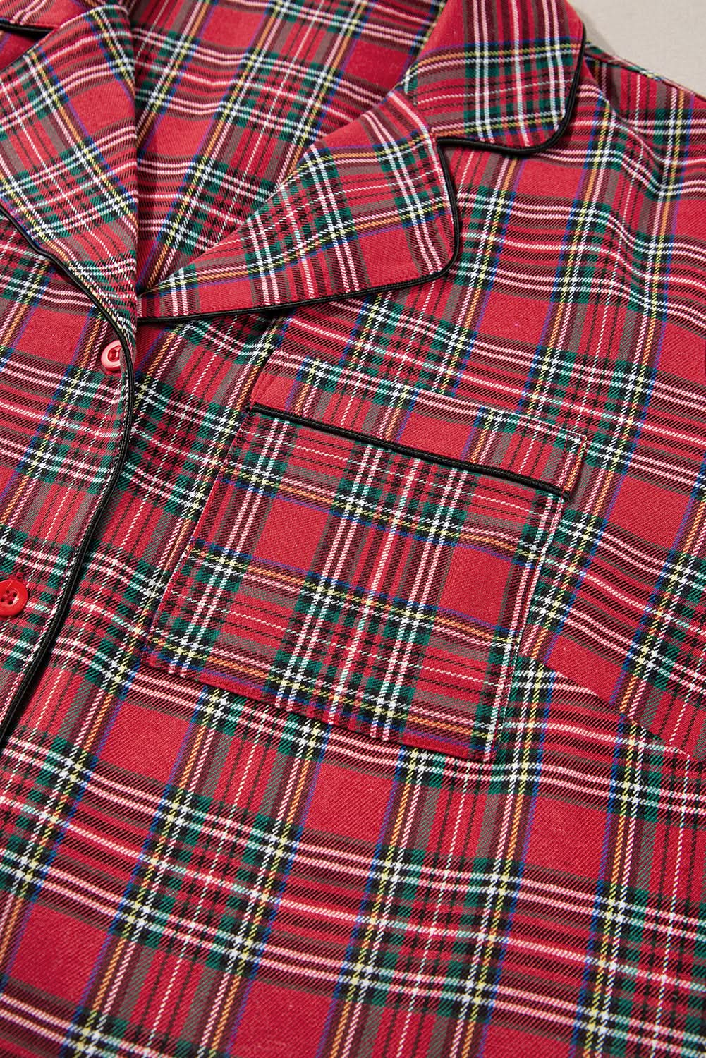 Pants Love Salve Red Plaid Lounge Set Women's Plus Size Pajama Set Comfy & Stylish