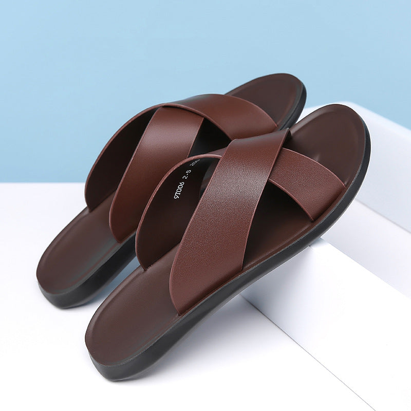 Men's Leather Casual Slippers