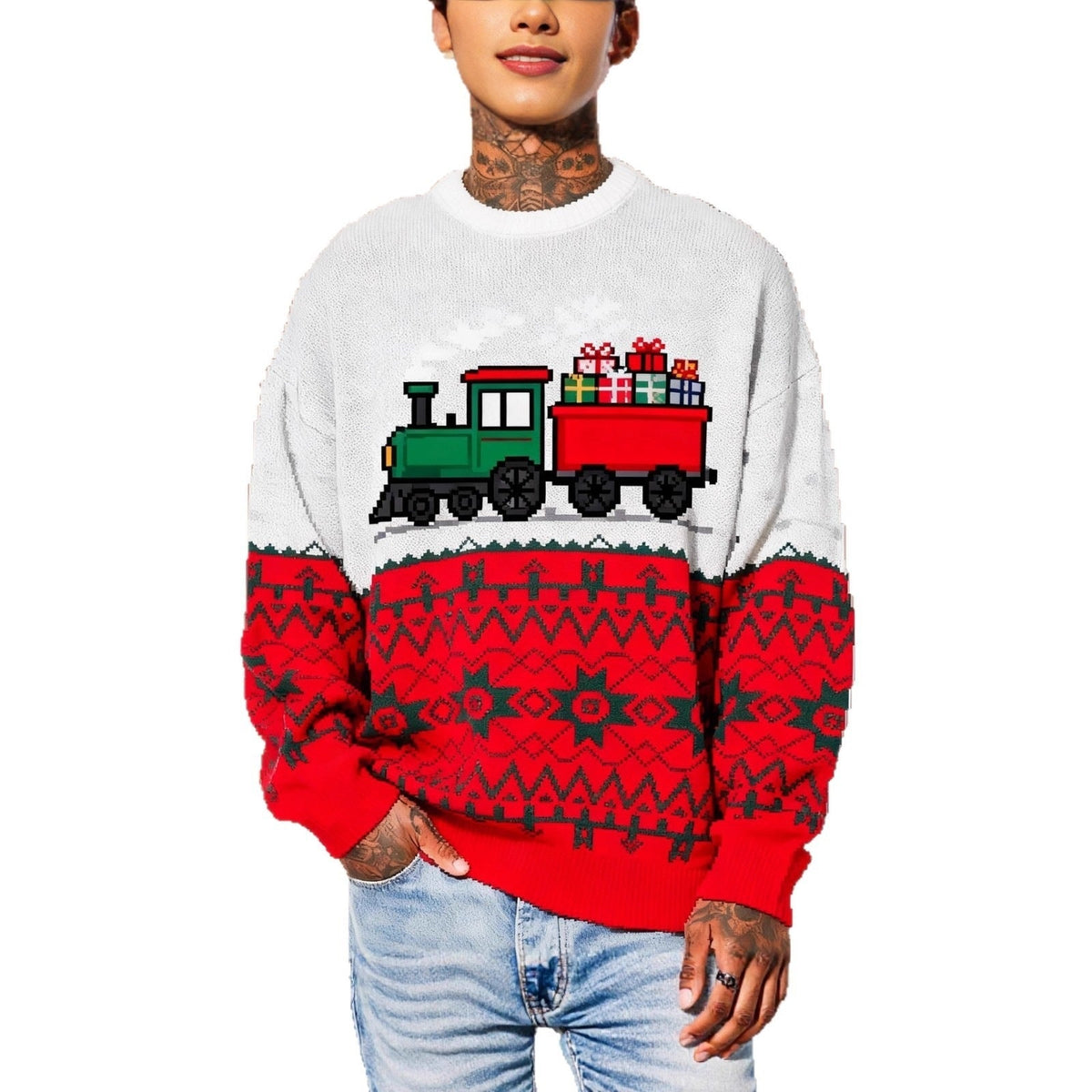 Mens Crew-Neck Sweatshirt With 3D Digital Print