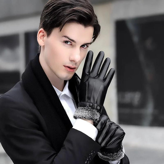 Guantes de hombre cortavientos gruesos con forro polar