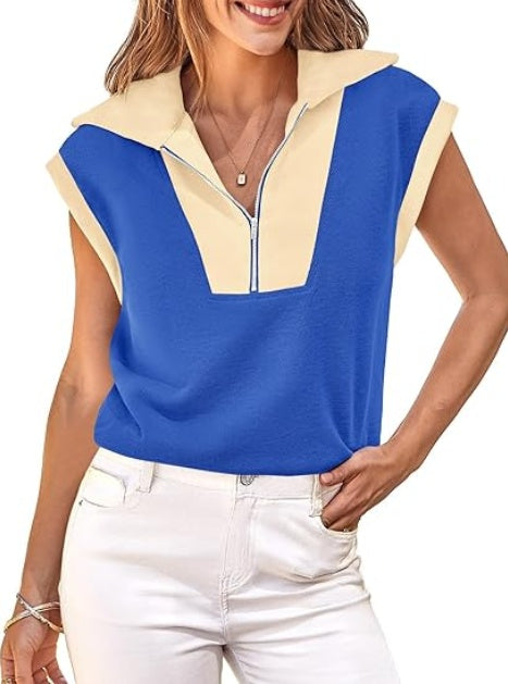 Sudadera tipo polo Fisoew de medio cierre y bloques de color