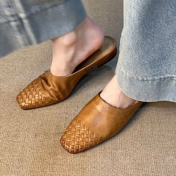 Women's Retro Woven Closed-Toe Half Slippers