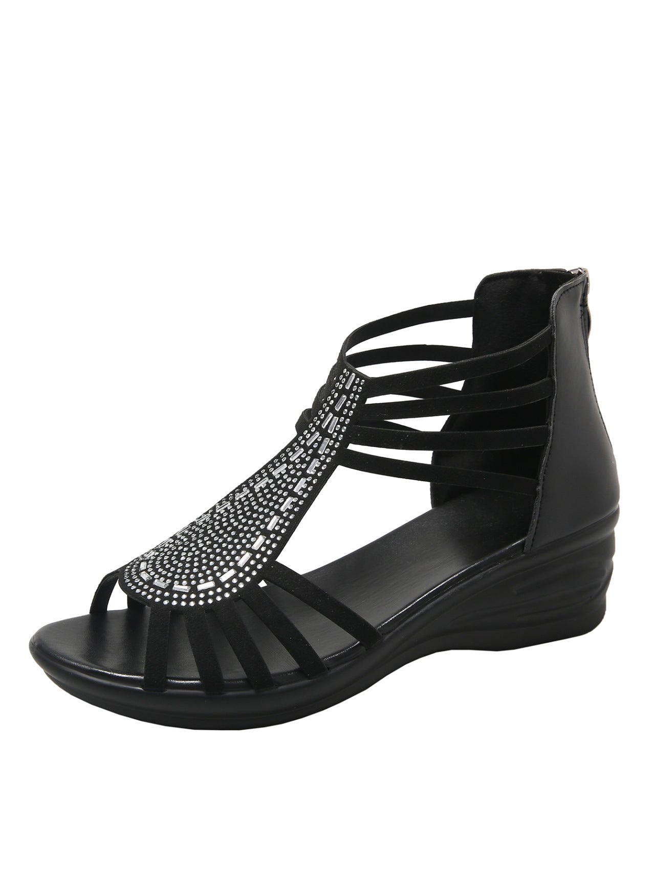 Women's Fashion Wedge Sandals with Rhinestone Detail