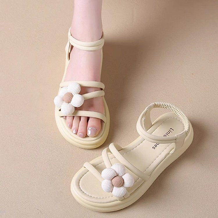 2025 Summer New Kids' Sandals, Comfortable Fashionable Casual Flower Design, Unisex Beach Shoes For Students And Children
