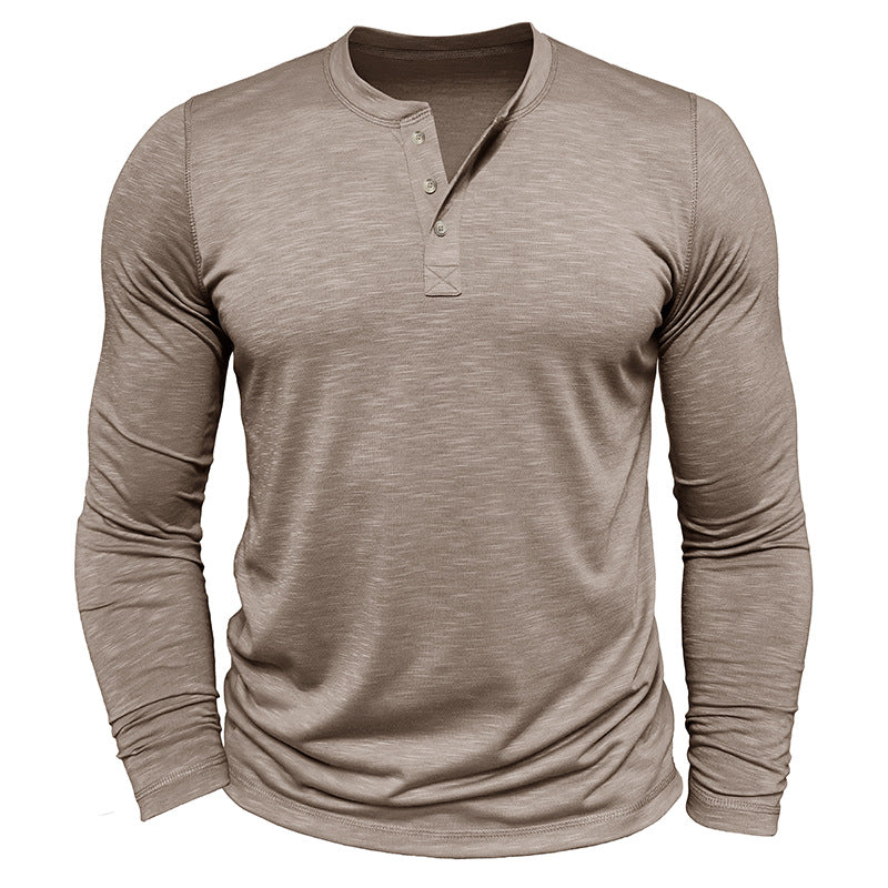 Men's Long Sleeve Henry Collar T-shirt