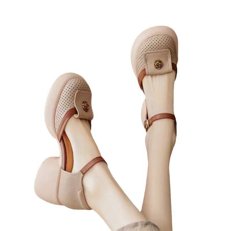 Women's Waterproof Closed-Toe High-Heel Sandals